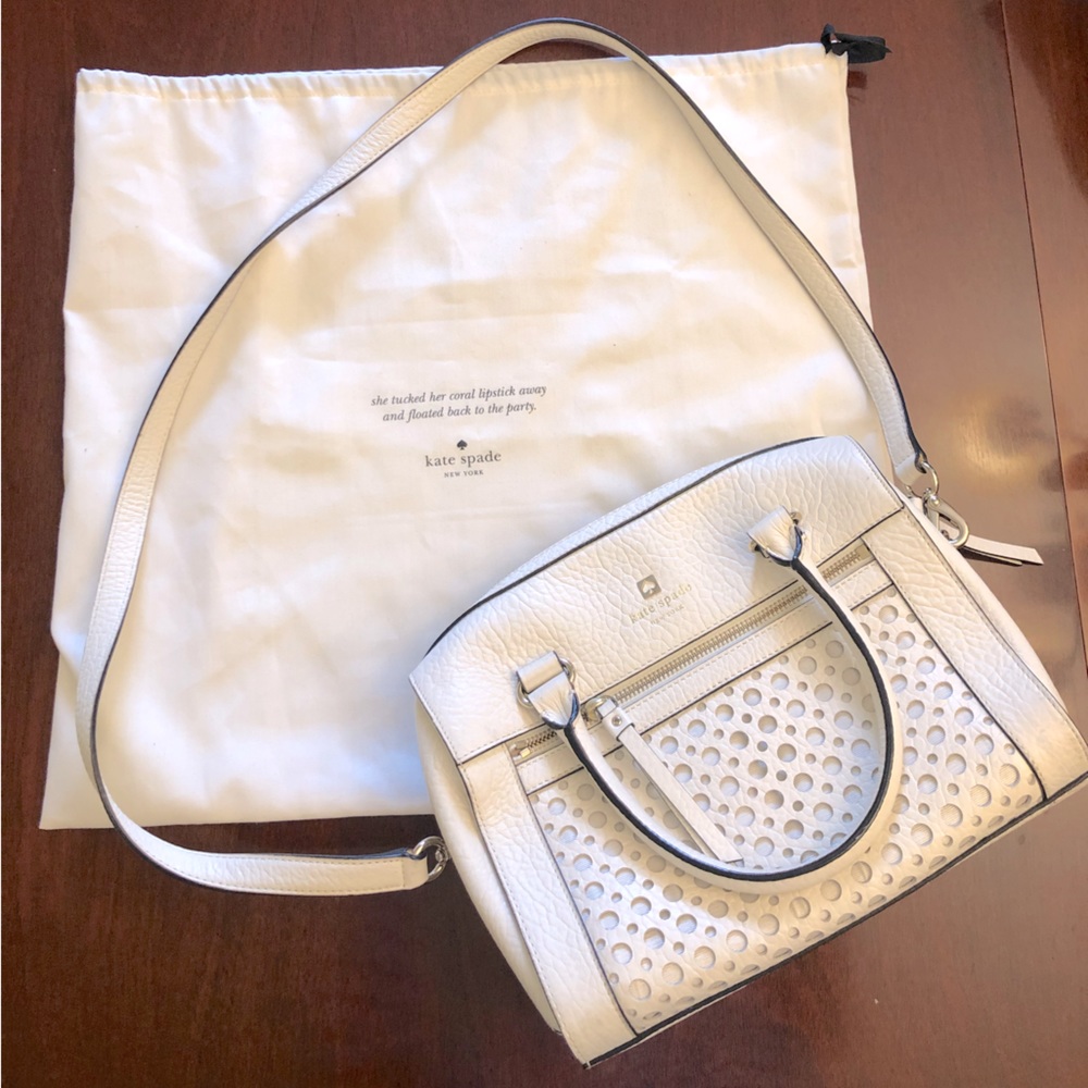 Kate Spade Perri Lane leather Bubble Delaney Satchel, cream. VGUC